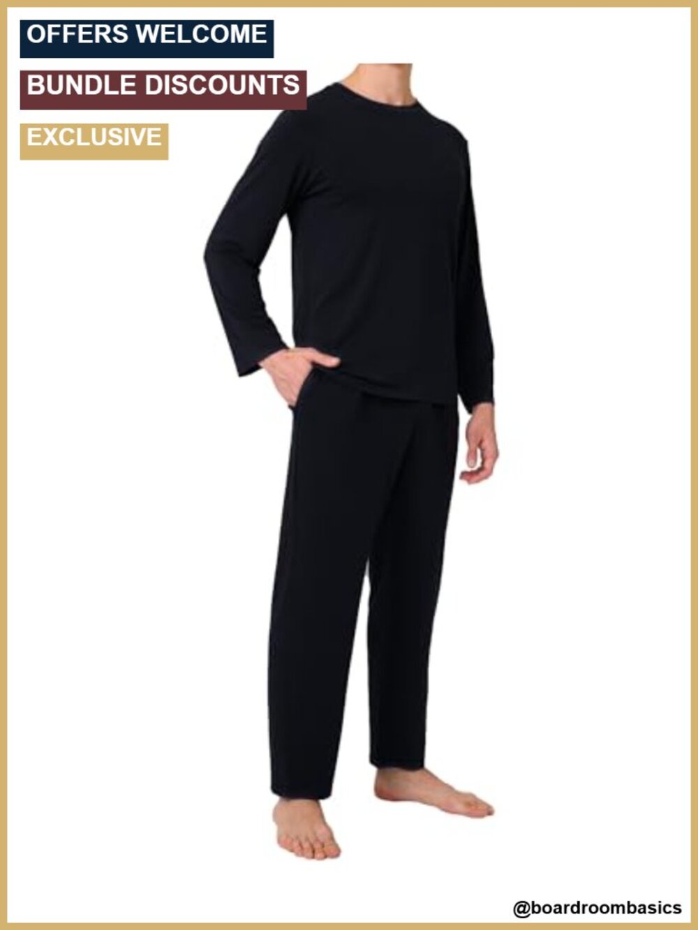 Men's Bamboo Rayon Pajama Set Long Sleeve Sleep Set with Pockets